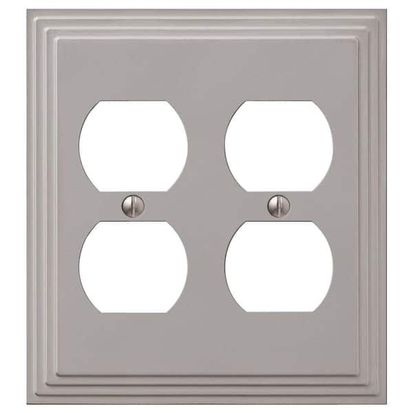 Tiered 2 Gang Duplex Metal Wall Plate - Satin Nickel