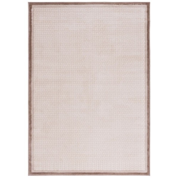 Prestige 8 ft. x 10 ft. Ivory/Brown Solid Border Area Rug