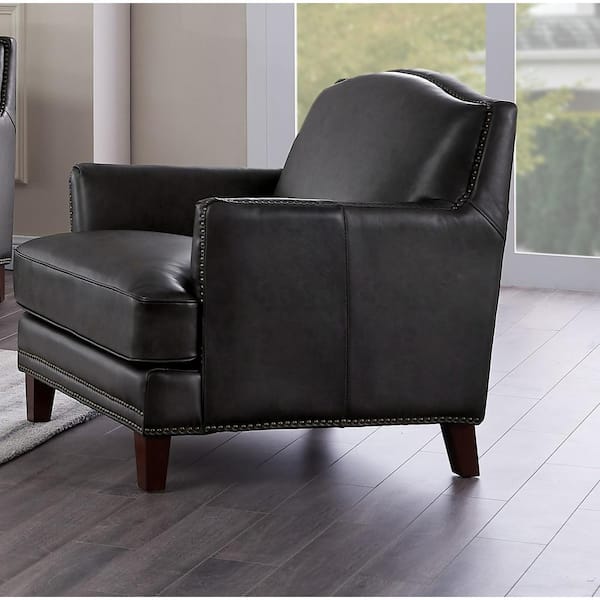 Hydeline Oxford Gray 100 Leather Chair, Oxford Leather Chair