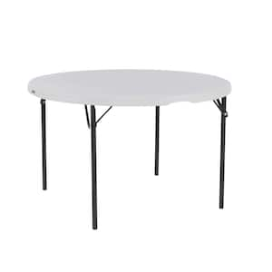 48 in. L White Granite Resin Top Nesting Folding Table