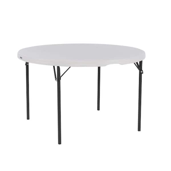 48 in. L White Granite Resin Top Nesting Folding Table