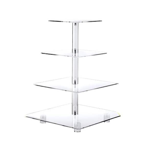4-Tier Clear White Acrylic Cup Cake Stand with LED Yellow Light Holds upto 52-Cupcakes for Weddings,Birthdays and Events