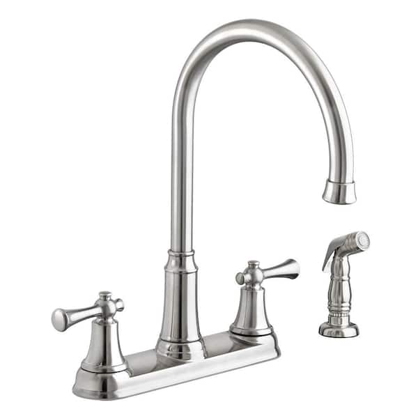 American Standard Portsmouth High-Arc 2-Handle Standard Kitchen Faucet with Side Sprayer in Stainless Steel
