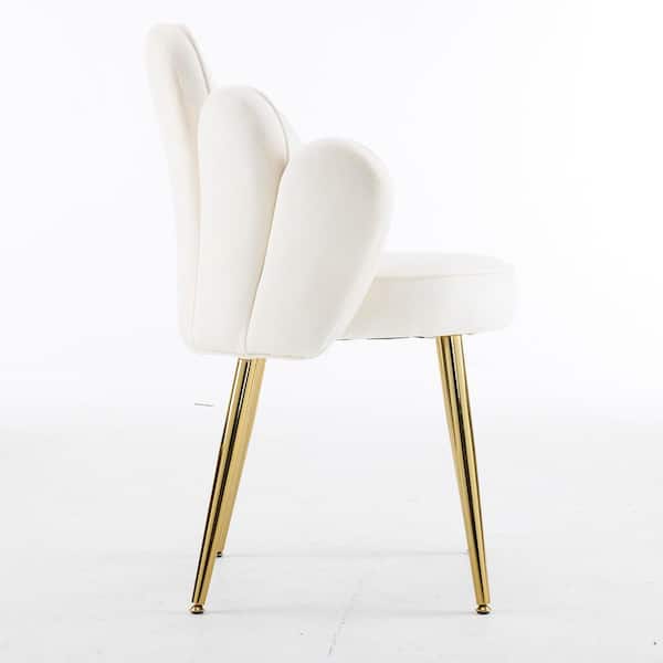 Winado Pure White Velvet Side Chair with Cushion K1G98000256