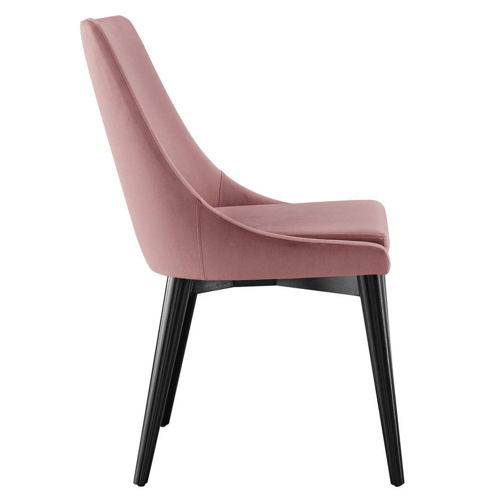 Dusty Rose Velvet Upholstered Side Chair with Wood & Metal Frame