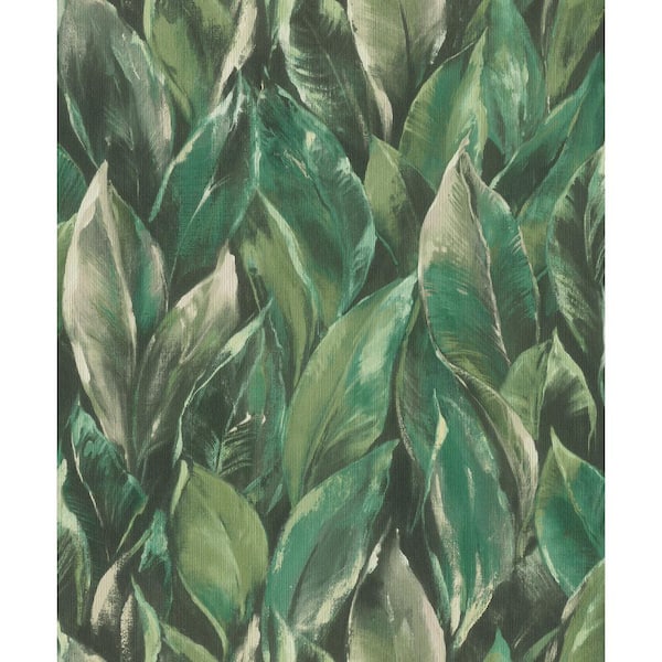 rasch Maclayi Green Banana Leaf Expanded Vinyl Non-Pasted Wallpaper Roll