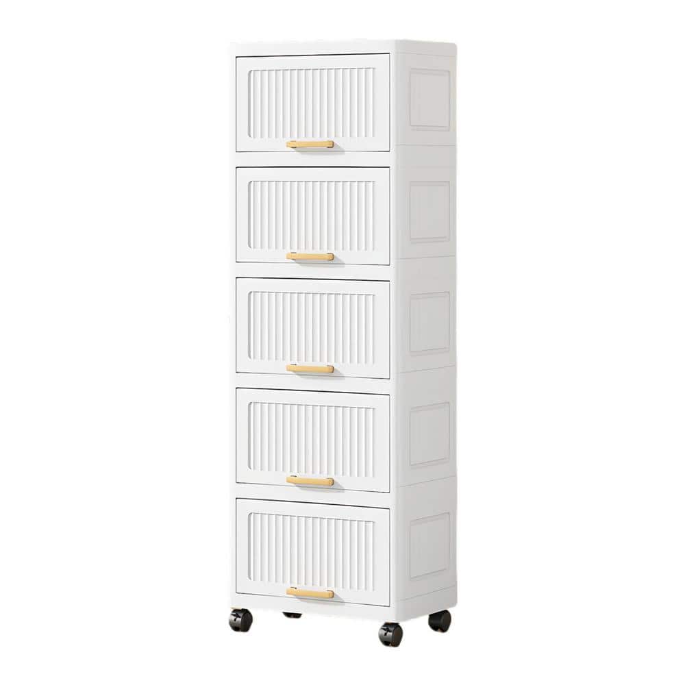 47 in. H Plastic Movable Storage Cabinet 5-Tier Flip Open Storage Box with 