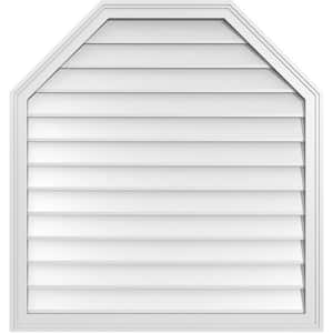36 in. x 38 in. Octagonal Top Surface Mount PVC Gable Vent: Decorative with Brickmould Frame