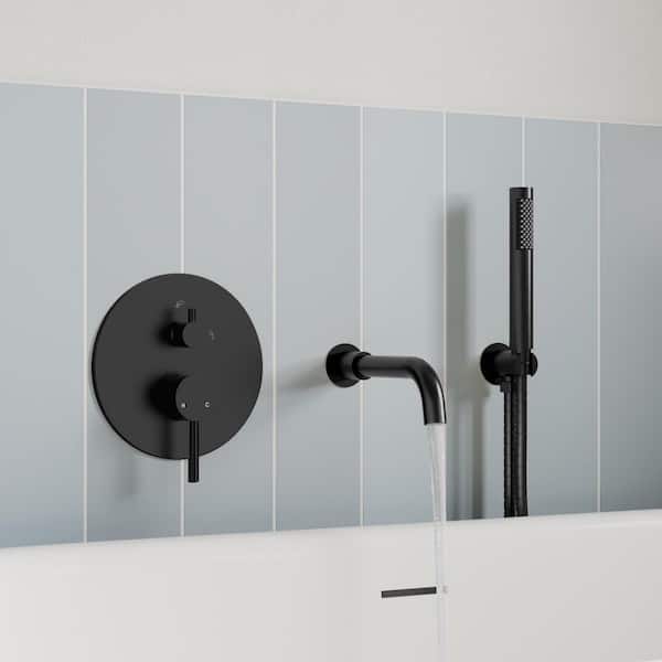 GRANDJOY ClassicRain Single Handle 2-Spray Tub and Shower Faucet 2.5 GPM in. Matte Black Stainless Steel Valve Included