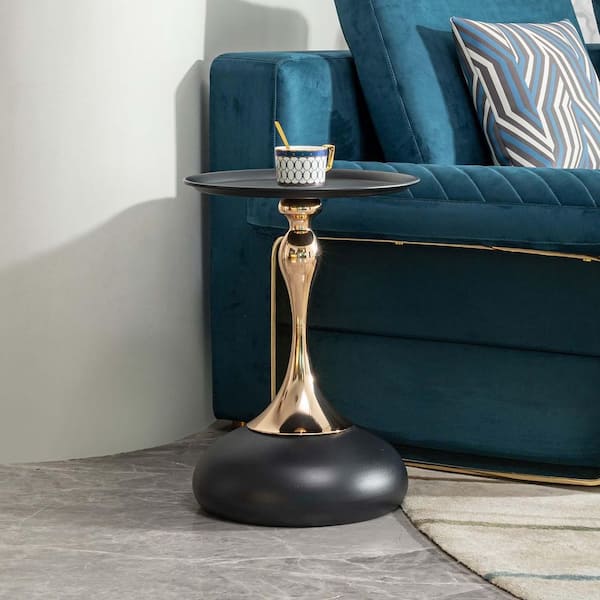 Unbranded 15 in. Black Round Carbon Steel Sofa Coffee End Table Side Table Small Coffee Table for Living Room, Bedroom