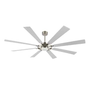 80 in. 8 Blades LED Indoor Nickel and Silver Ceiling Fan with Remote