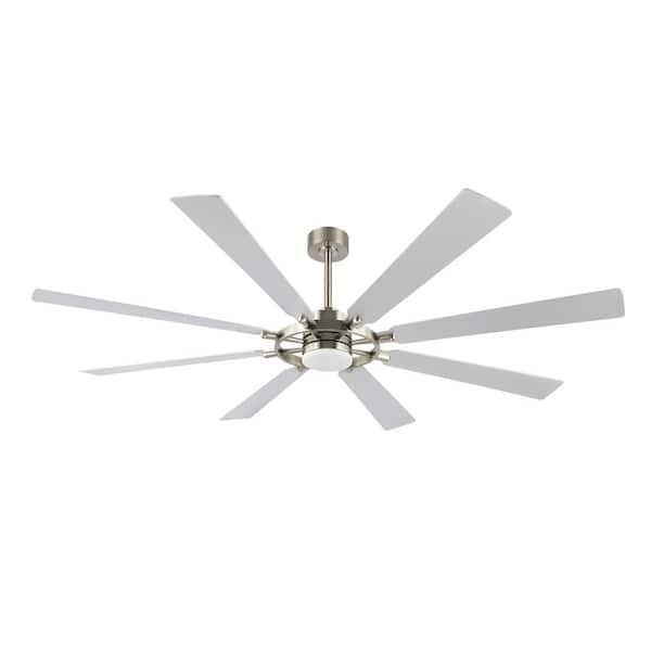 WINGBO 80 in. 8 Blades LED Indoor Nickel and Silver Ceiling Fan with Remote