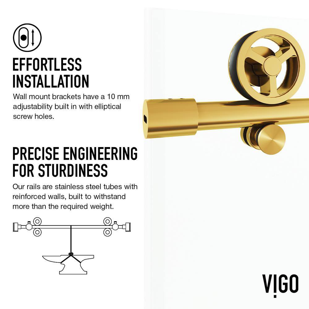 Cass 60" Frameless Sliding Shower Door with Matte Brushed Gold Finish