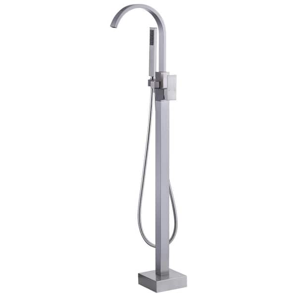 ARCORA 1-Handle Free Standing Tub Faucet with Hand Shower in Brushed Nickel
