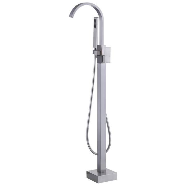 ARCORA 1-Handle Free Standing Tub Faucet with Hand Shower in Brushed Nickel