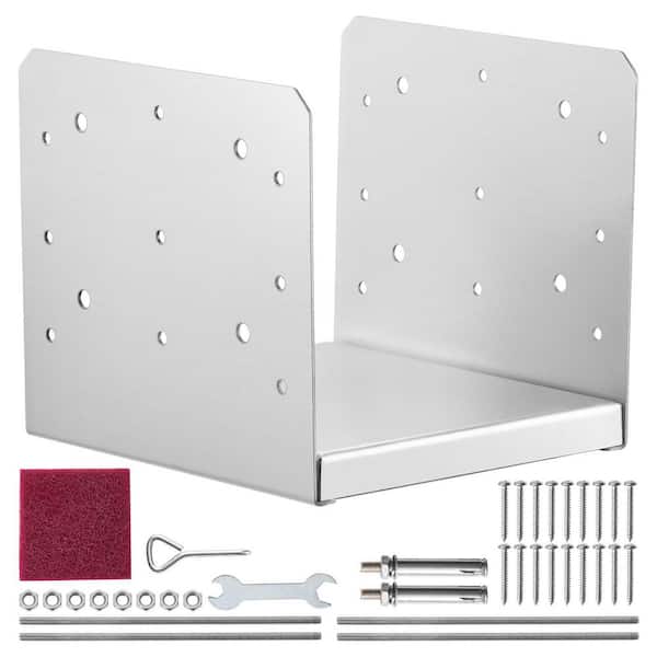 8 x 8 in. Adjustable Post Base, Stainless Steel Post Anchor Bracket (Internal 7.8 x 7.3 in. ), Heavy-Duty Support