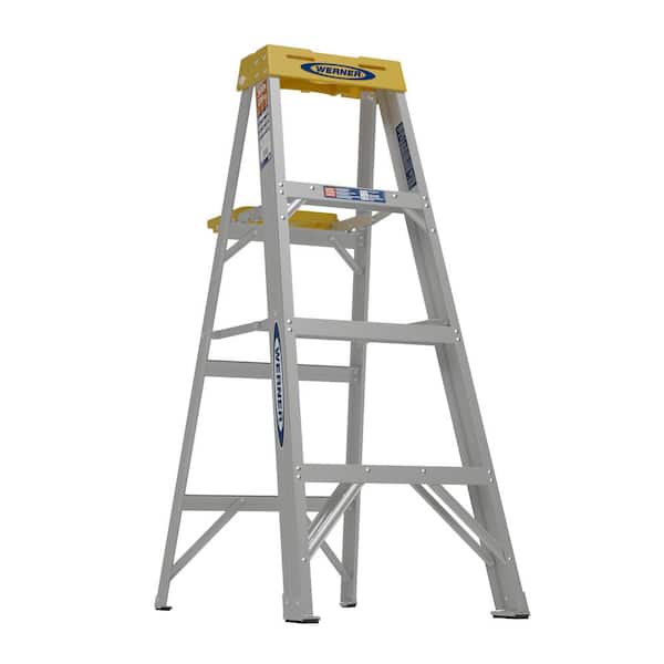 Werner 4 ft. Aluminum Step Ladder (8 ft. Reach Height) with 300 lb. Load Capacity Type IA Duty Rating