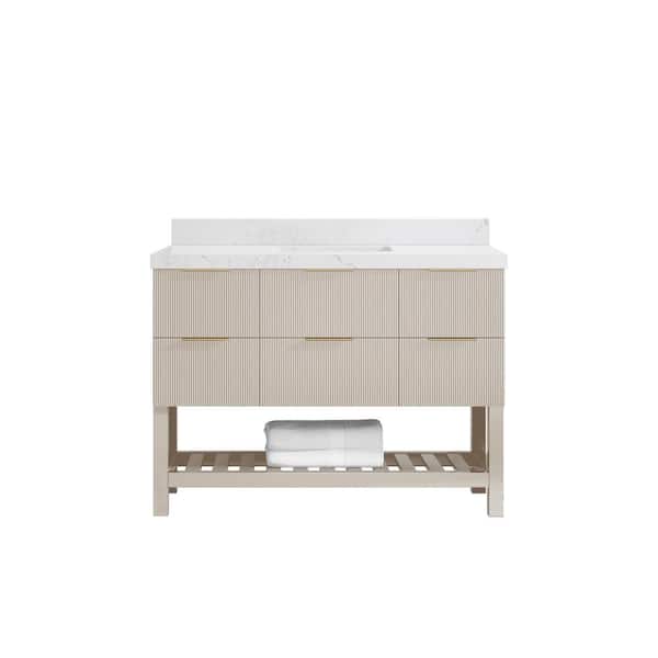 Willow Collections Catalina 48 in. Single Sink Freestanding Fine Grain Bath Vanity with Empira White Qt. Top Unassembled