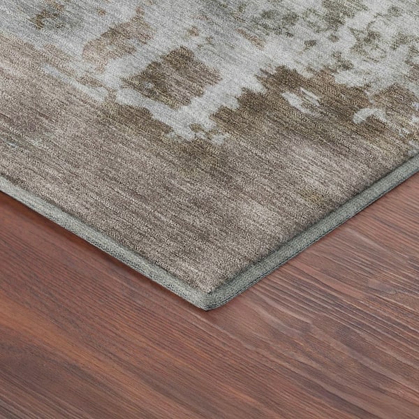 Mayfield Premium Machine Washable Abstract AMF2366 Brown 3 ft. x 4 ft. Area Rug