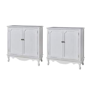 Elpenor White 34 in. H 2-Door Accent Cabinet with Sloid Wood Legs Set of 2