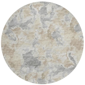 Accord Beige 8 ft. x 8 ft. Abstract Indoor/Outdoor Washable Area Rug