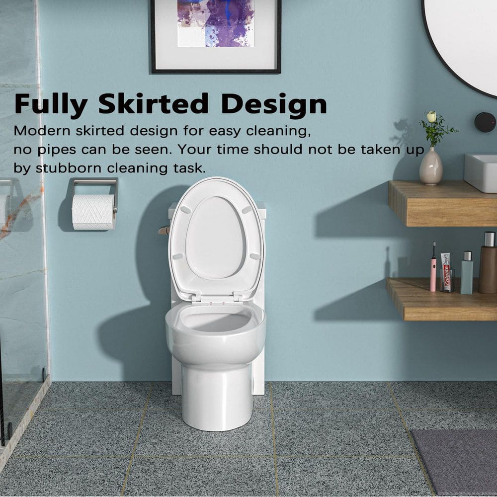 Glossy White Ceramic Elongated One-Piece Corner Toilet