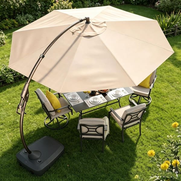 11 ft aluminum cantilever tilt patio umbrella Kingdom 11FT with Base Large Curvy Outdoor Offset Umbrella w/ 360 Rotation, UV Resistant Canopy for Patio, Garden, Backyard, Aqua Blue : Patio, Lawn & Garden At that wonderful moment 11 FT Outdoor Solar-Powered LED