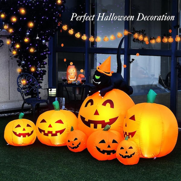 7.5 ft. L Inflatable Pumpkin Combo Halloween Decoration with LED Lights
