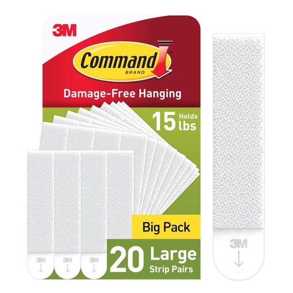 Large Picture Hanging Strips, White, Damage Free Hanging, 20 Pairs