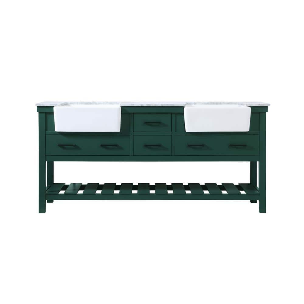 Timeless Home 22 in. W x 72 in. D x 34.125 in. H Bath Vanity in Green with 