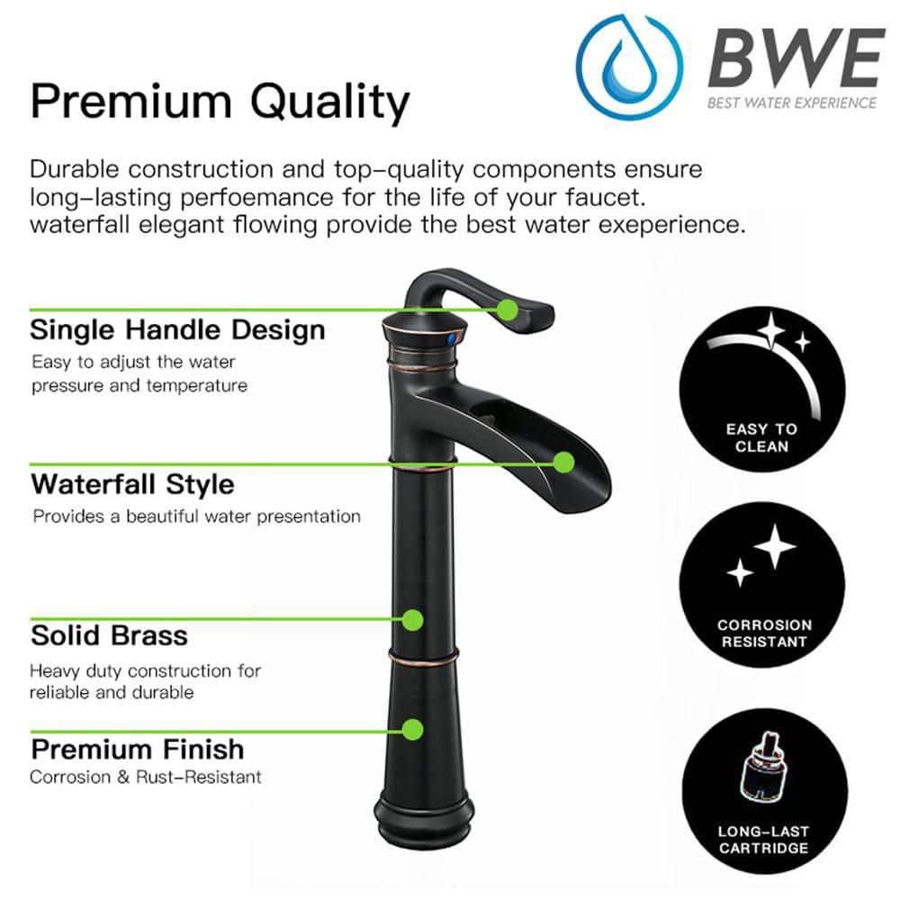 Oil-Rubbed Bronze Single-Handle Waterfall Vessel Faucet