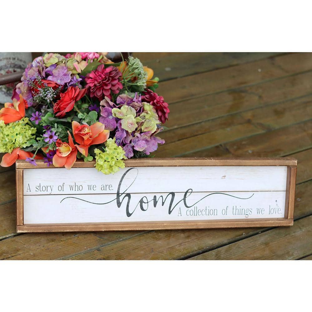 Rustic Brown and White Wood Framed Home Wall Sign