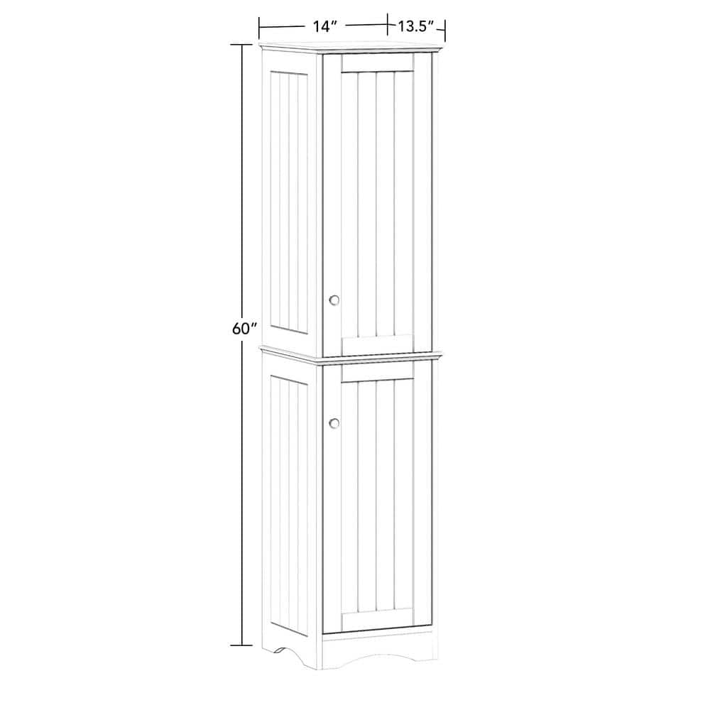 White Tall Lockable Bathroom Cabinet with Adjustable Shelves