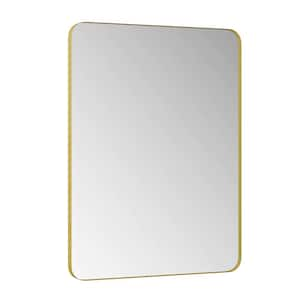 24 in. W x 36 in. H Rectangular Framed Horizontal/Vertical Wall Bathroom Vanity Mirror in Gold