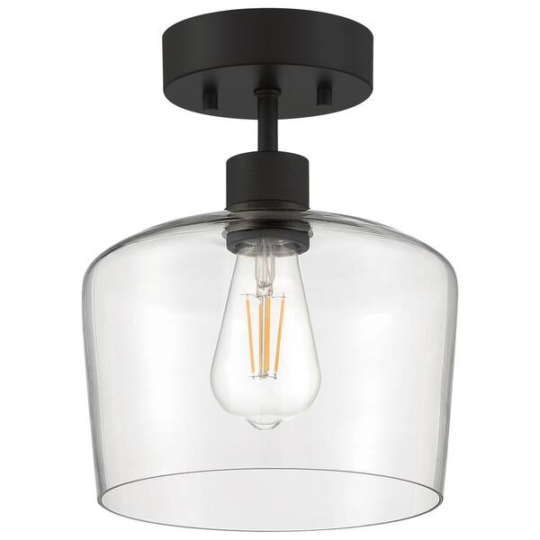 Access Lighting - Port Nine 9 in. 1-Light Matte Black LED Semi-Flush Mount