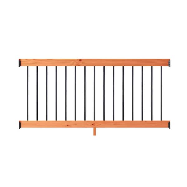 ProWood 6 ft. Redwood-Tone Southern Yellow Pine Rail Kit with Aluminum Square Balusters