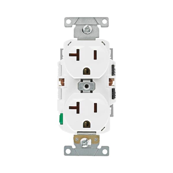 Lever Edge 20 Amp 125 Volt Duplex Outlet/Receptacle, Commercial Grade, White (1-Pack) ECBR2-W