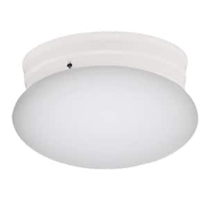 Dash 10 in. 2-Light White Flush Mount Ceiling Light Fixture with Opal Glass
