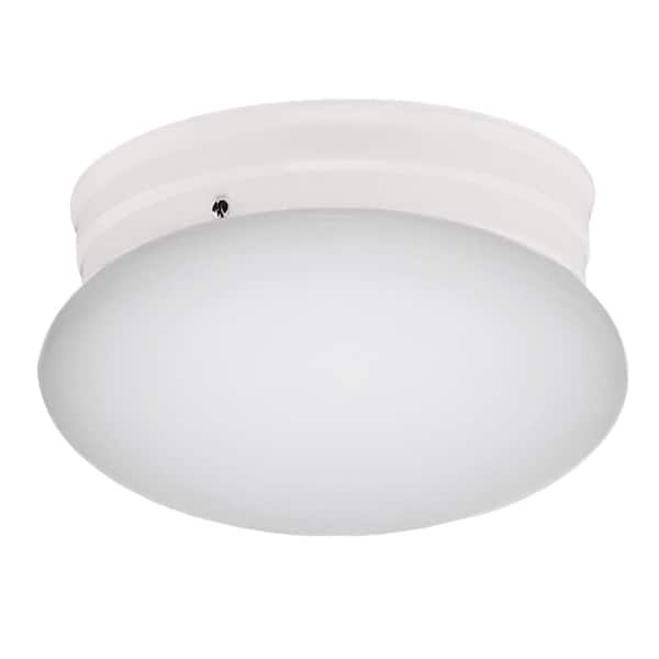 Bel Air Lighting Dash 10 in. 2-Light White Flush Mount Ceiling Light Fixture with Opal Glass