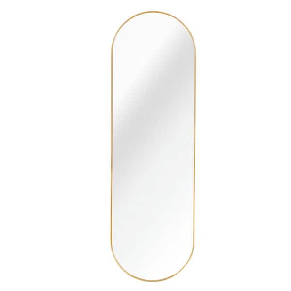 Gold 20 in. W x 63 in. H Oval Glass Full-Length Framed Mirror