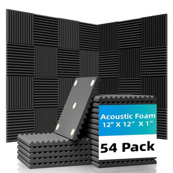 UUDULY 1 in. T x 1 ft. x 1 ft. Black Polyurethane Sound Absorbing