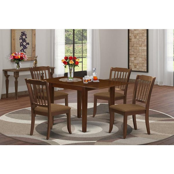 East West Furniture 5-Piece Mahogany Finish Solid Wood Top - Dining Room Set - Seats 4
