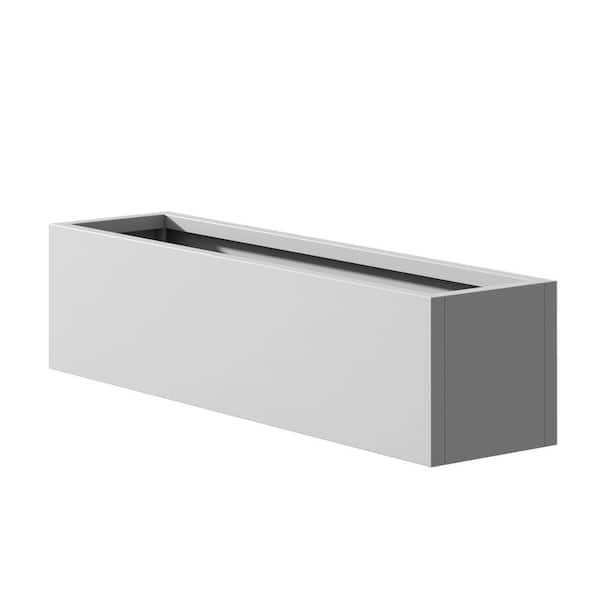 Unbranded 36 in. x 10 in. x 10 in. White Rectangular Metal Raised Garden Bed with Drainage Holes for Tall Plants and Flowers