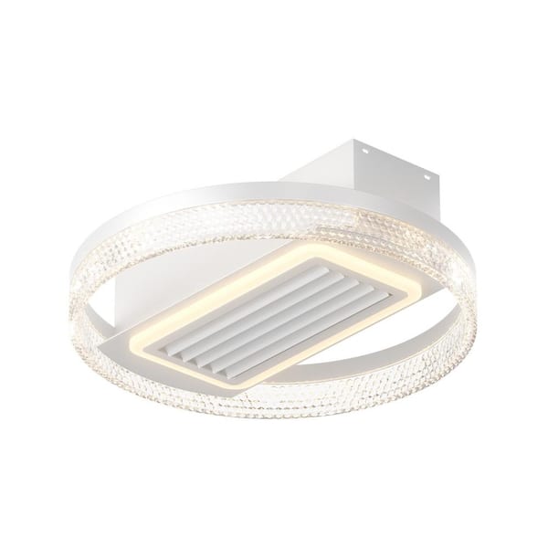 20 in. Integrated LED Minimalist Indoor Leafless Flush Mount White Ceiling Fan Light with Removable and Washable