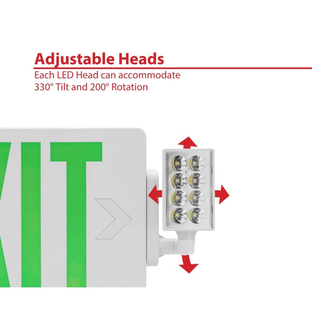 Slim Green LED Emergency Exit Sign with Battery Backup