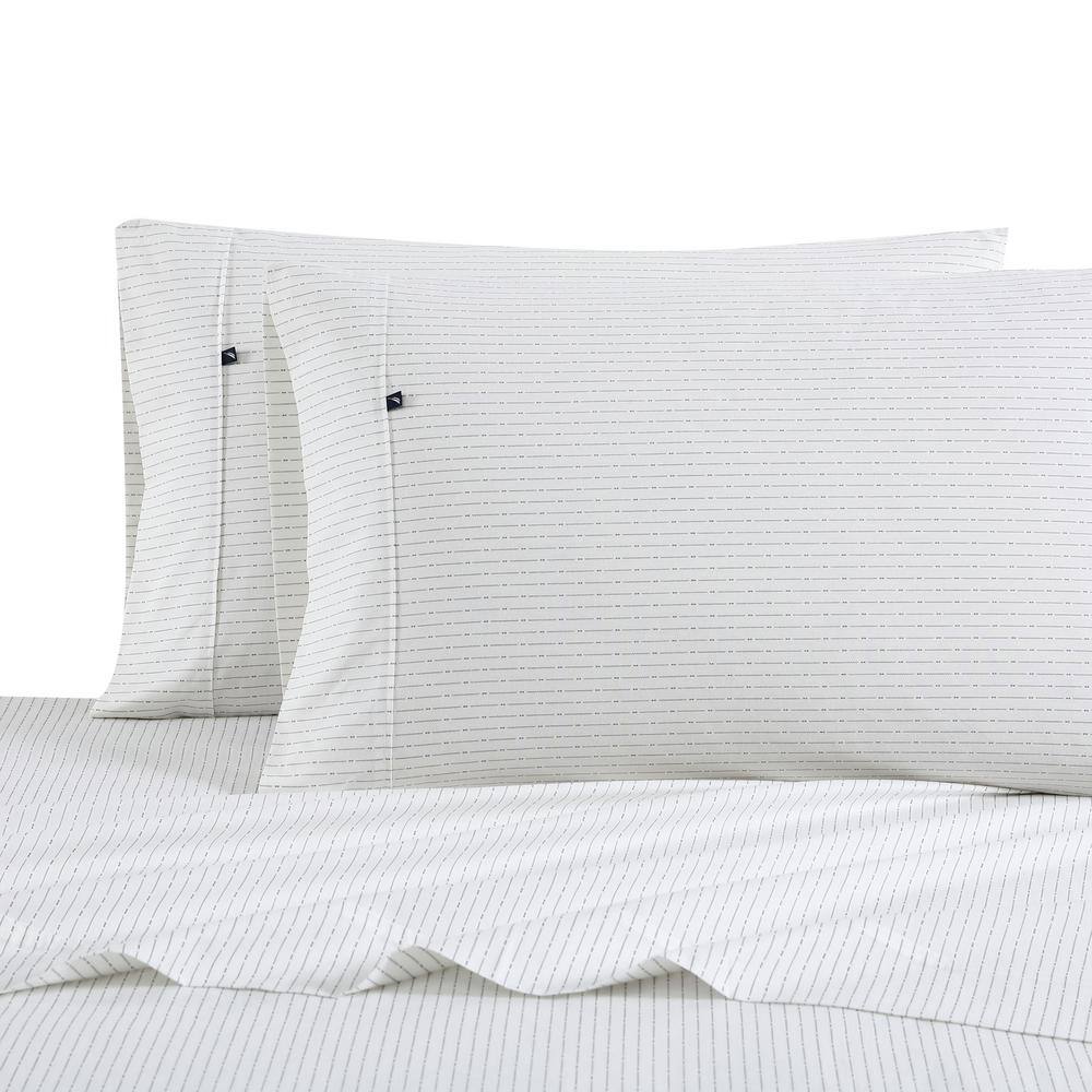 Twin Gray Cotton Percale Stripe Sheet Set
