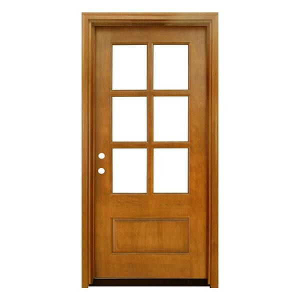 Steves & Sons 36 in. x 80 in. Craftsman Savannah 6 Lite Right-Hand Inswing Autumn Wheat Mahogany Wood Prehung Front Door