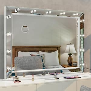 40 in. W x 30 in. H Rectangular Aluminum Framed Wall Bathroom Vanity Mirror with Smart Touch and Bulbs in White