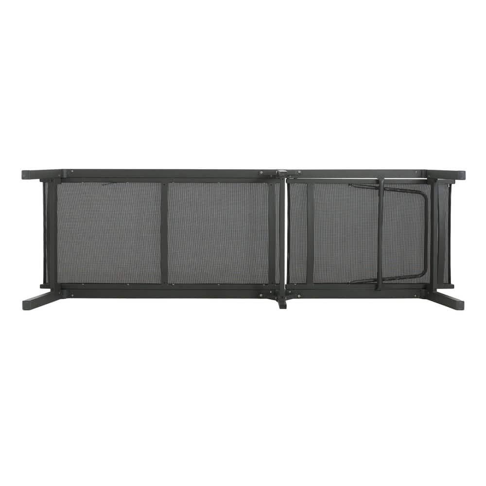 Black Aluminum Adjustable Outdoor Folding Chaise Lounge Set