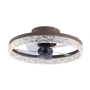 20 in. Integrated LED Brown Indoor Modern Crystal Dimmable Reversible Motor 6-Speed Ceiling Fan with Remote